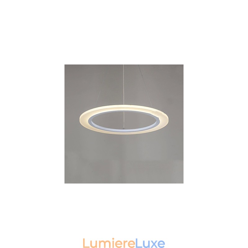Suspension ronde en acrylique laiteux avec anneau unique