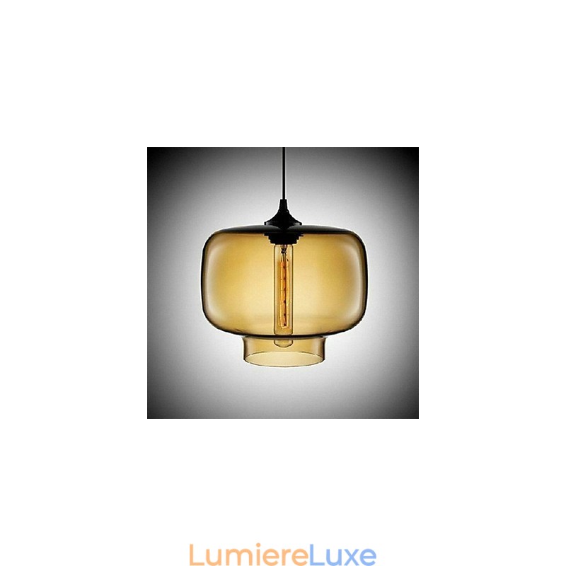 Suspension design bouteille 1 lumière, peinture concise en fer