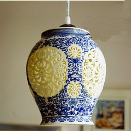 Lampe rétro en céramique, escalier, lustre bleu à une tête, créatif