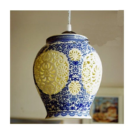 Lampe rétro en céramique, escalier, lustre bleu à une tête, créatif Lampe rétro en céramique, escalier, lustre bleu à une tête, créatif