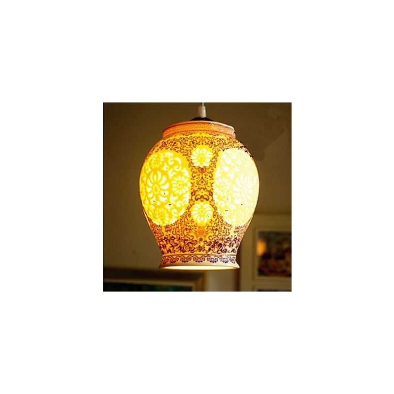 Lampe rétro en céramique, escalier, lustre bleu à une tête, créatif