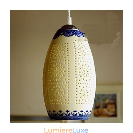 Lampe rétro en céramique pour escaliers, lustre bleu à une tête, créatif Lampe rétro en céramique pour escaliers, lustre bleu à une tête, créatif
