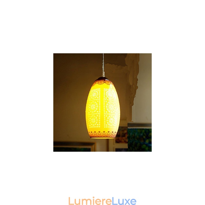 Lampe rétro en céramique pour escaliers, lustre bleu à une tête, créatif