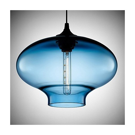 Suspension moderne en verre blanc et bleu transparent à 1 lumière Suspension moderne en verre blanc et bleu transparent à 1 lumière