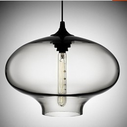 Suspension moderne en verre blanc et bleu transparent à 1 lumière