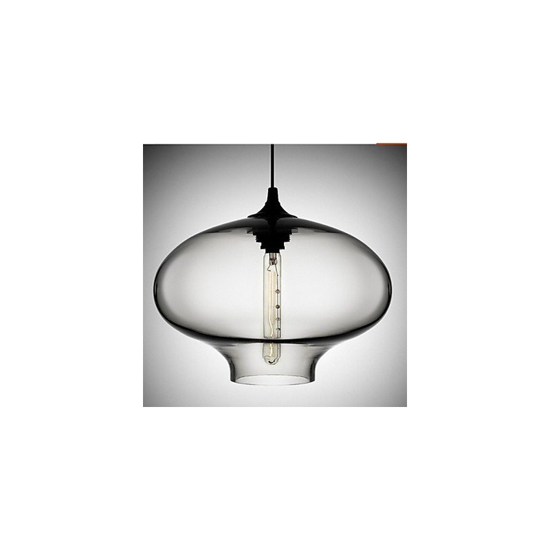 Suspension moderne en verre blanc et bleu transparent à 1 lumière