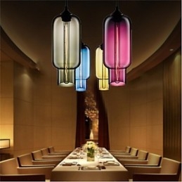Lampe suspendue rétro créative à tête unique en verre, style café dans un bocal à poissons rouges