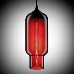 Lampe suspendue rétro créative à tête unique en verre, style café dans un bocal à poissons rouges