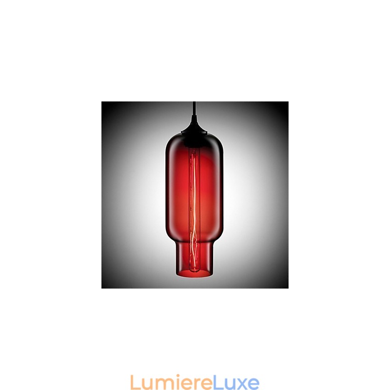 Lampe suspendue rétro créative à tête unique en verre, style café dans un bocal à poissons rouges
