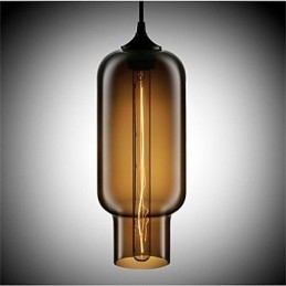 Lampe suspendue rétro créative à tête unique en verre, style café dans un bocal à poissons rouges