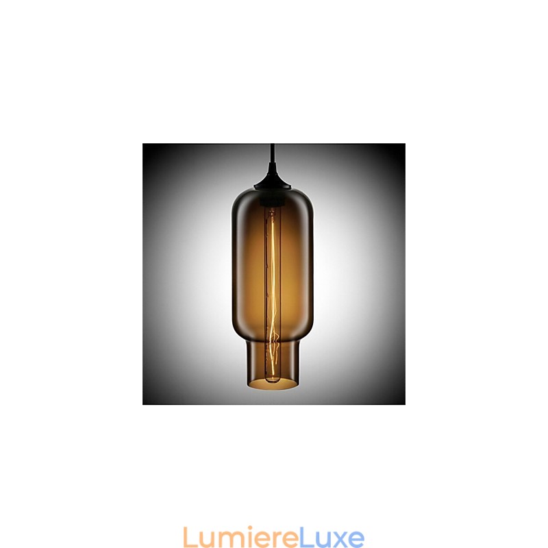 Lampe suspendue rétro créative à tête unique en verre, style café dans un bocal à poissons rouges