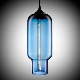 Lampe suspendue rétro créative à tête unique en verre, style café dans un bocal à poissons rouges