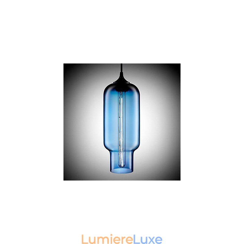 Lampe suspendue rétro créative à tête unique en verre, style café dans un bocal à poissons rouges