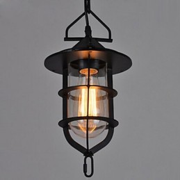 Suspension vintage noire de taille moyenne en verre et métal