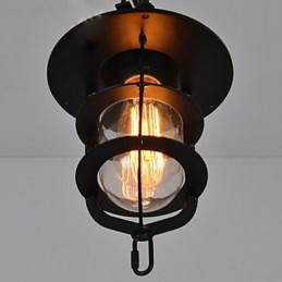 Suspension vintage noire de taille moyenne en verre et métal