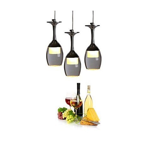 Suspensions 3 lumières rondes en métal, style contemporain et moderne Suspensions 3 lumières rondes en métal, style contemporain et moderne