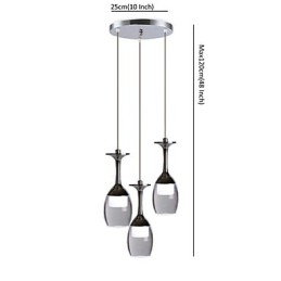 Suspensions 3 lumières rondes en métal, style contemporain et moderne
