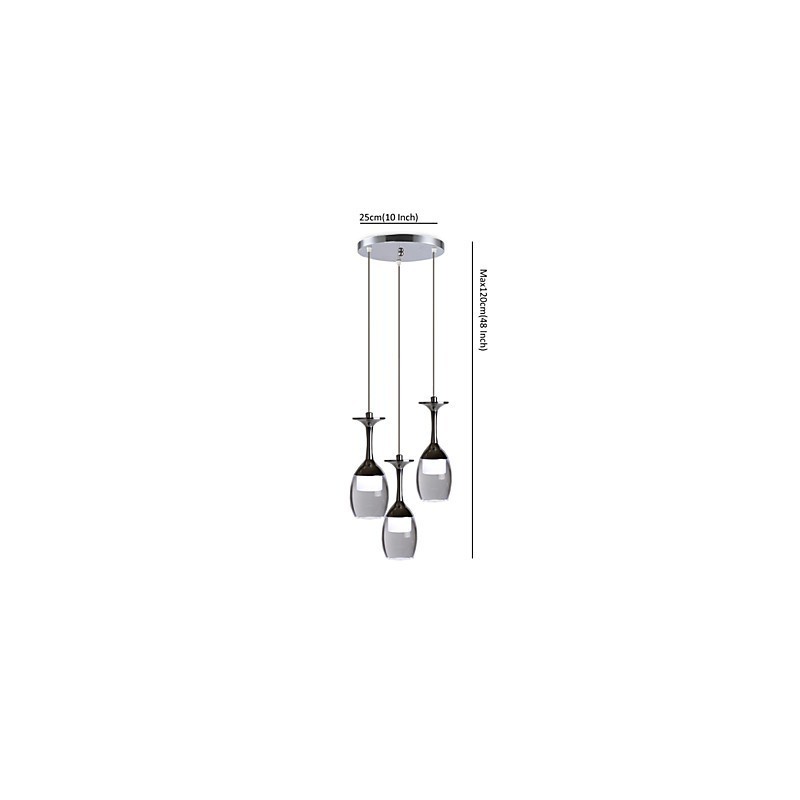 Suspensions 3 lumières rondes en métal, style contemporain et moderne
