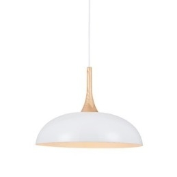 Mini lampe suspendue artistique à 1 lumière, simplicité moderne, finition noir et blanc, en aluminium et bois