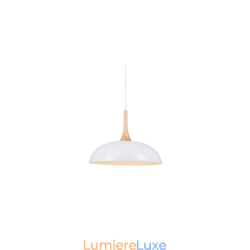 Mini lampe suspendue artistique à 1 lumière, simplicité moderne, finition noir et blanc, en aluminium et bois