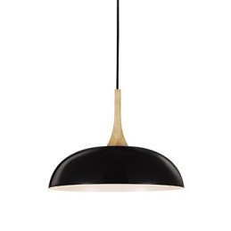 Mini lampe suspendue artistique à 1 lumière, simplicité moderne, finition noir et blanc, en aluminium et bois