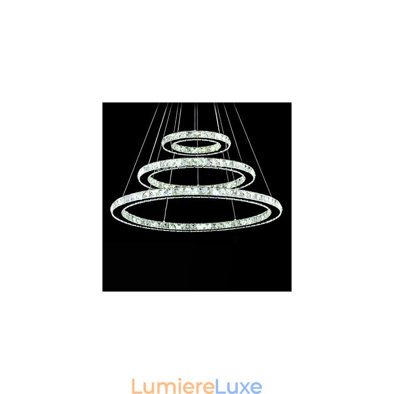 Suspension en cristal à intensité variable, lustre circulaire moderne, lampes d'éclairage, plafonniers ronds blanc froid avec télécommande