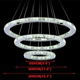 Suspension en cristal à intensité variable, lustre circulaire moderne, lampes d'éclairage, plafonniers ronds blanc froid avec télécommande