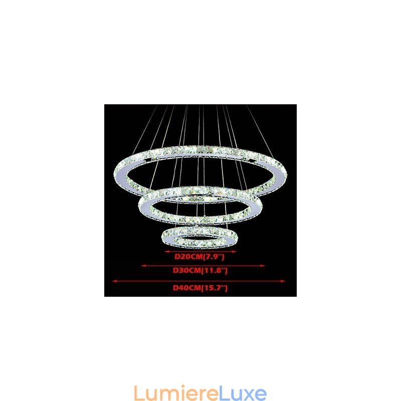 Suspension en cristal à intensité variable, lustre circulaire moderne, lampes d'éclairage, plafonniers ronds blanc froid avec télécommande