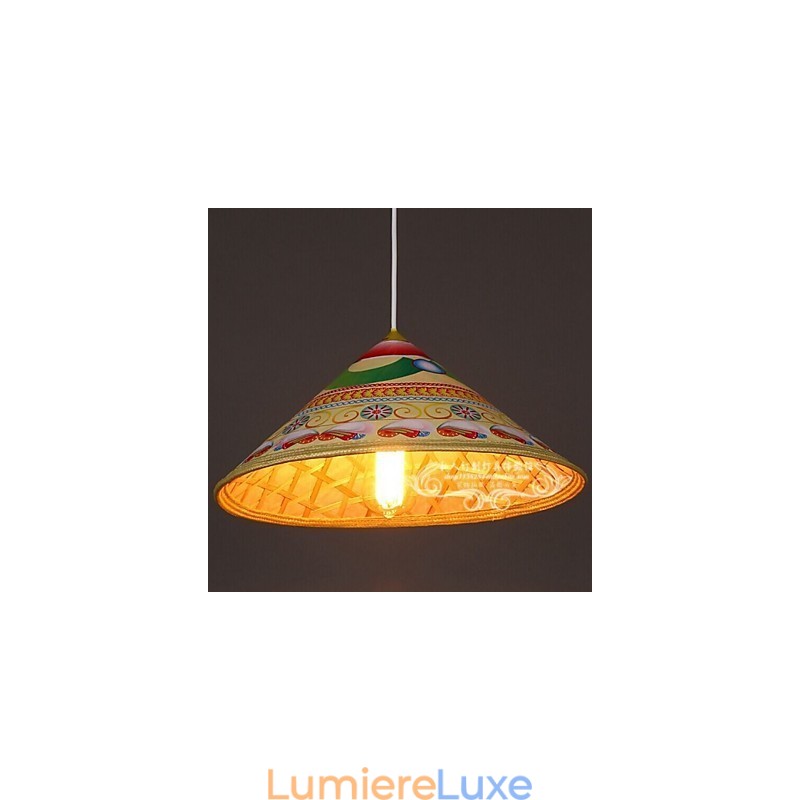 Lustre moderne en forme de chapeau de thé Lustre Lustre en bambou Chapeaux