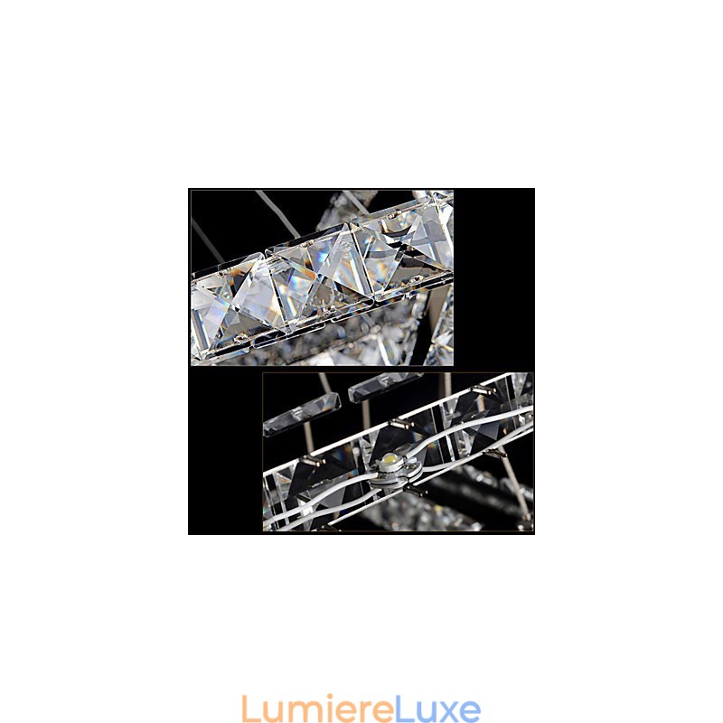 Suspension en cristal à intensité variable, lustre circulaire moderne, lampes d'éclairage, plafonniers ronds blanc froid avec télécommande