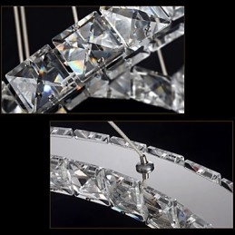 Suspension en cristal à intensité variable, lustre circulaire moderne, lampes d'éclairage, plafonniers ronds blanc froid avec télécommande