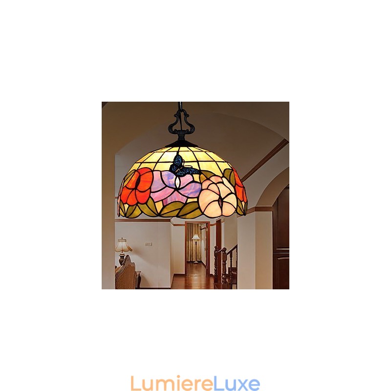 Lustre en vitrail des arts créatifs ruraux restaurant les anciennes manières de la lampe