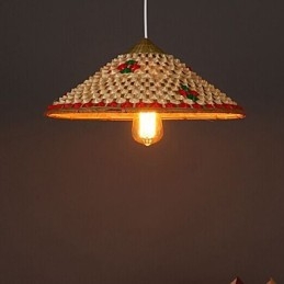 Lampe lustre à chapeaux en bambou café