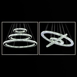 Suspension en cristal à intensité variable, lustre circulaire moderne, lampes d'éclairage, plafonniers ronds blanc froid avec télécommande