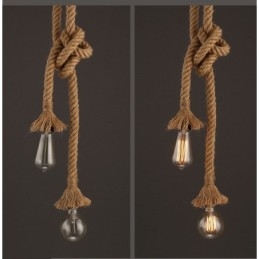1 lustre créatif en corde de chanvre, 100 cm de long, avec 1 ampoule.