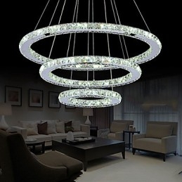 Suspension en cristal à intensité variable, lustre circulaire moderne, lampes d'éclairage, plafonniers ronds blanc froid avec télécommande