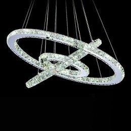 Suspension en cristal à intensité variable, lustre circulaire moderne, lampes d'éclairage, plafonniers ronds blanc froid avec télécommande