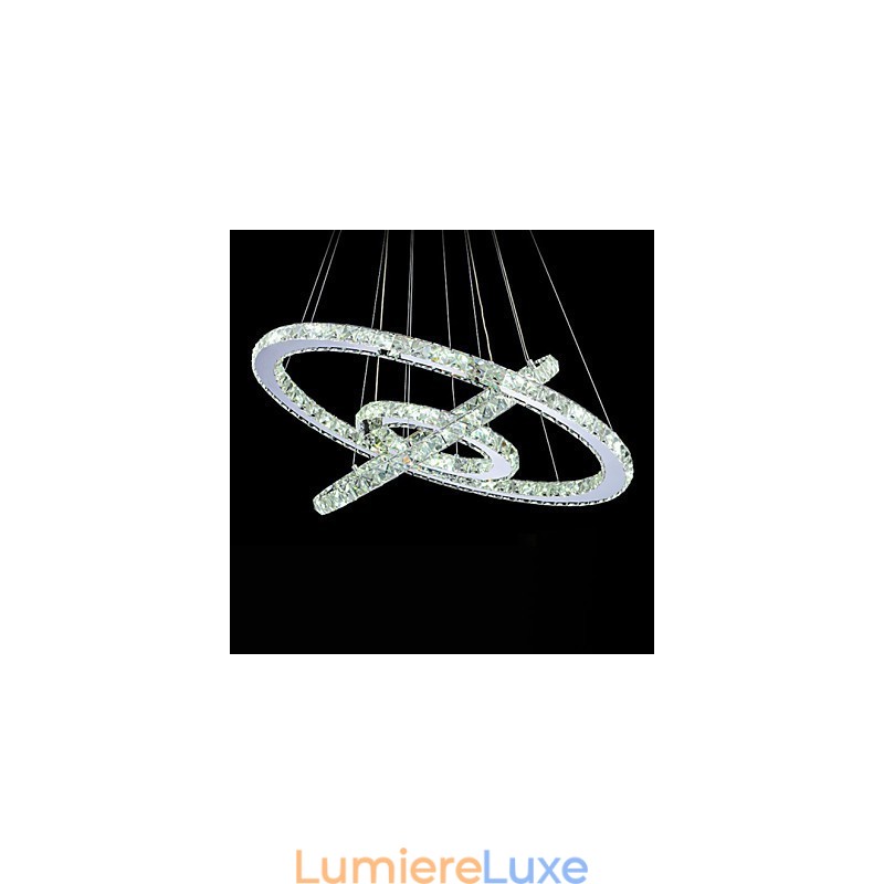 Suspension en cristal à intensité variable, lustre circulaire moderne, lampes d'éclairage, plafonniers ronds blanc froid avec télécommande
