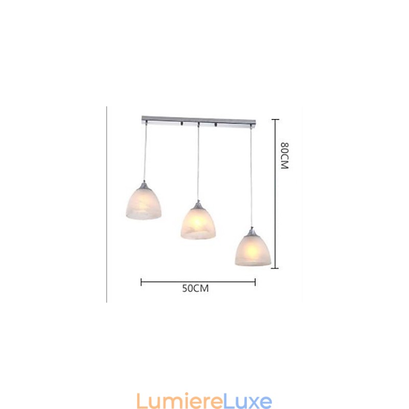 Suspension moderne à trois lumières avec auvent oblong en forme de coupe à vin