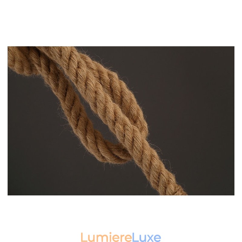 1 lustre créatif en corde de chanvre, 100 cm de long, avec 1 ampoule.