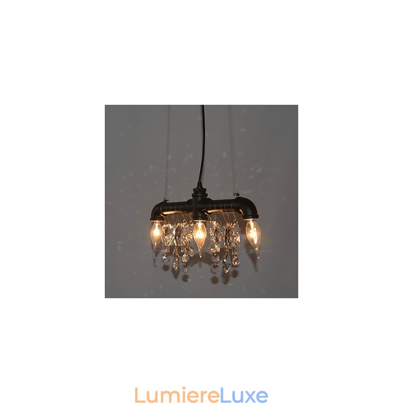 Suspension créative à 3 lumières de style nord-américain en forme de tuyau