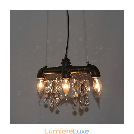 Suspension créative à 3 lumières de style nord-américain en forme de tuyau Suspension créative à 3 lumières de style nord-américain en forme de tuyau