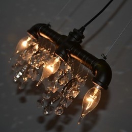 Suspension créative à 3 lumières de style nord-américain en forme de tuyau