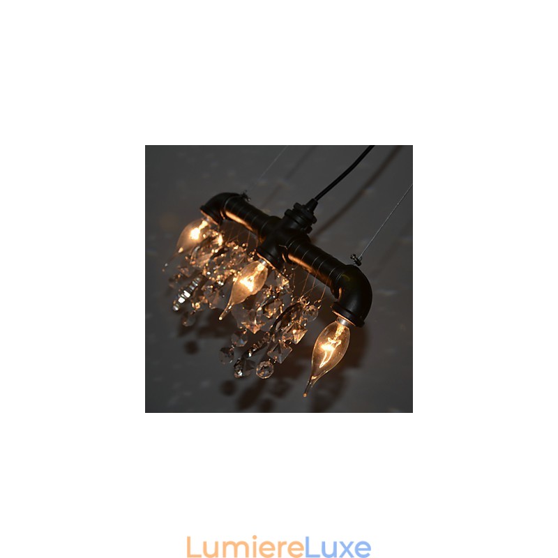 Suspension créative à 3 lumières de style nord-américain en forme de tuyau