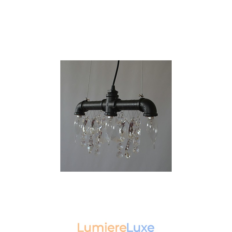 Suspension créative à 3 lumières de style nord-américain en forme de tuyau