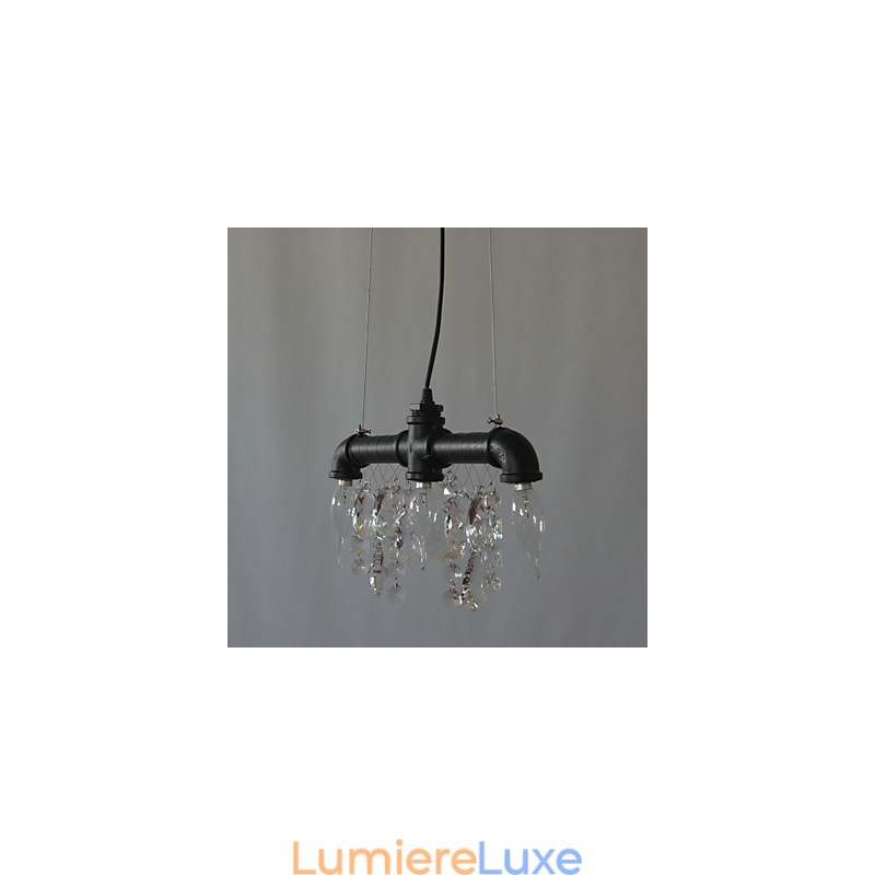 Suspension créative à 3 lumières de style nord-américain en forme de tuyau