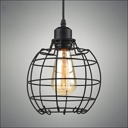 Suspension Edison avec abat-jour en forme de cage métallique