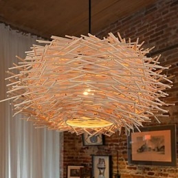 Lustre Mini Style Lanterne Bois Bambou