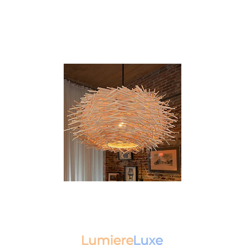Lustre Mini Style Lanterne Bois Bambou