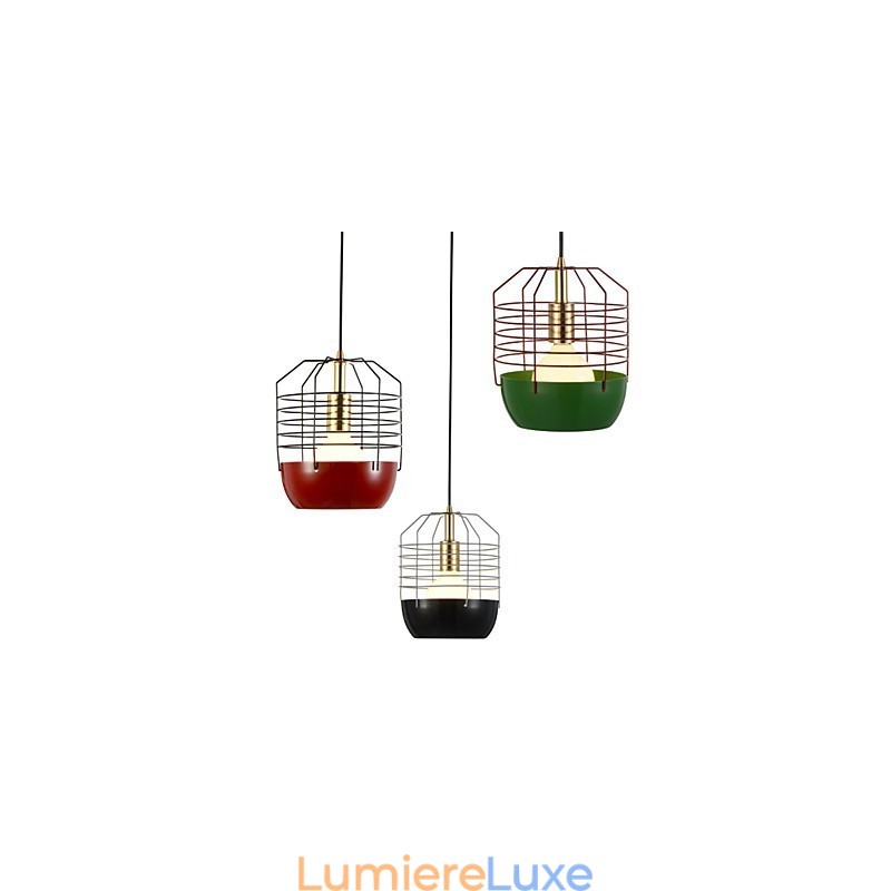 Mini lampe suspendue artistique en toile d'araignée, 1 lumière, finition moderne et simple, noir, blanc, vert, rouge, acier au carbone